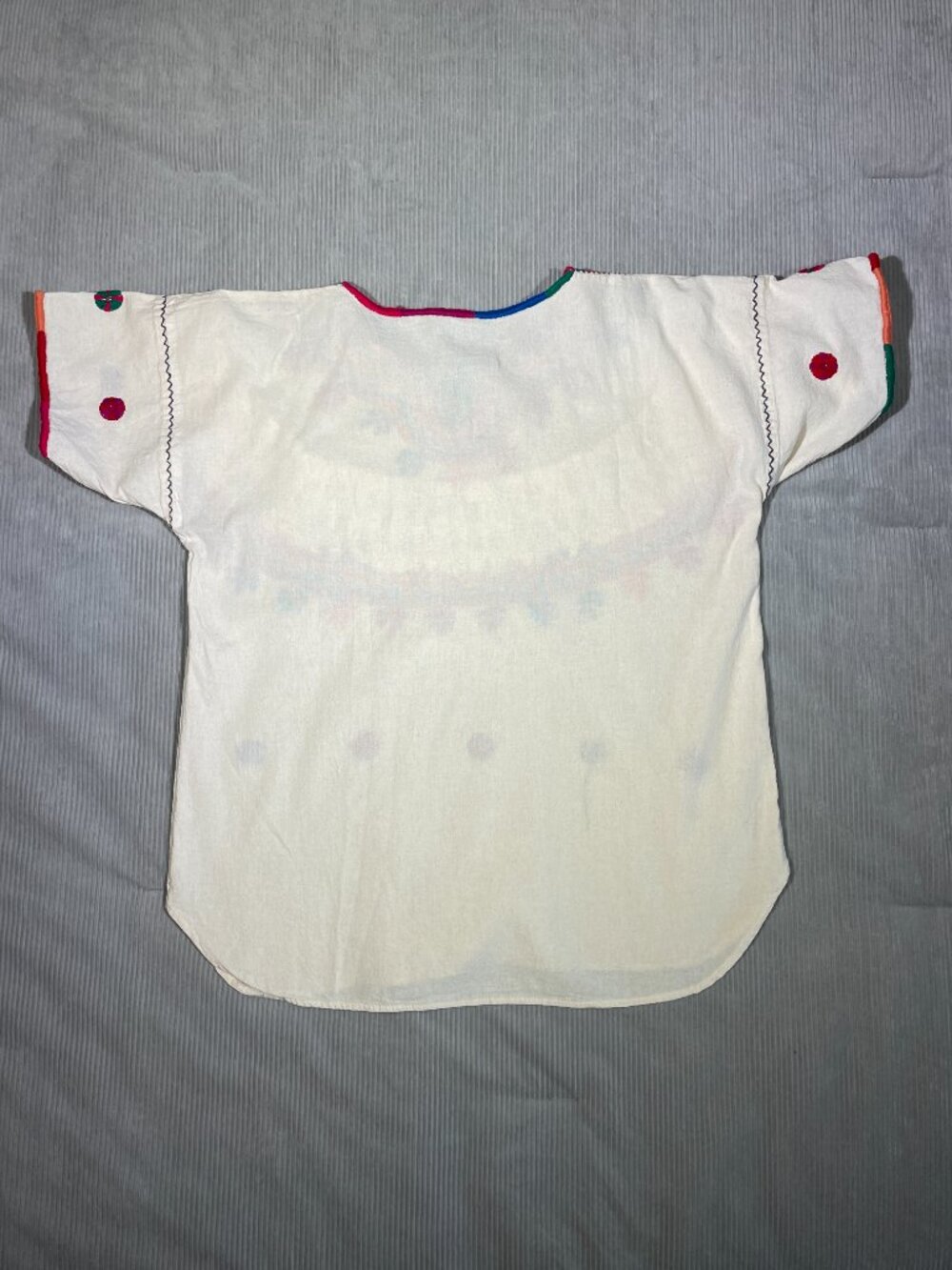 Vintage Mexican Embroidered Floral Huipil Boho Tunic Blouse - Picture 4 of 6